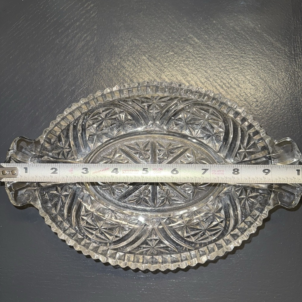 Relish Dish‎ Stars and Bars Pressed Glass Divided Tray Vintage Platter - Picture 3 of 5